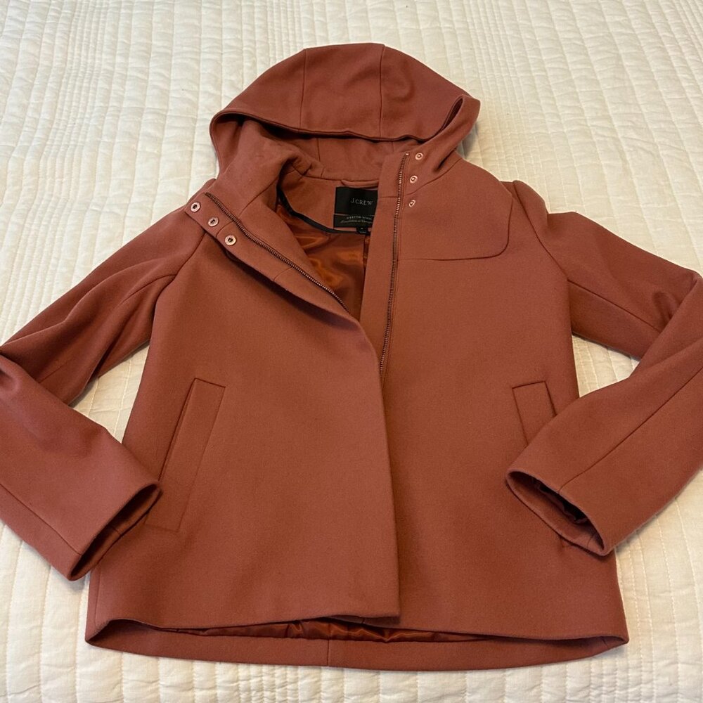 J. Crew Melton Wool Hooded Coat Size 4